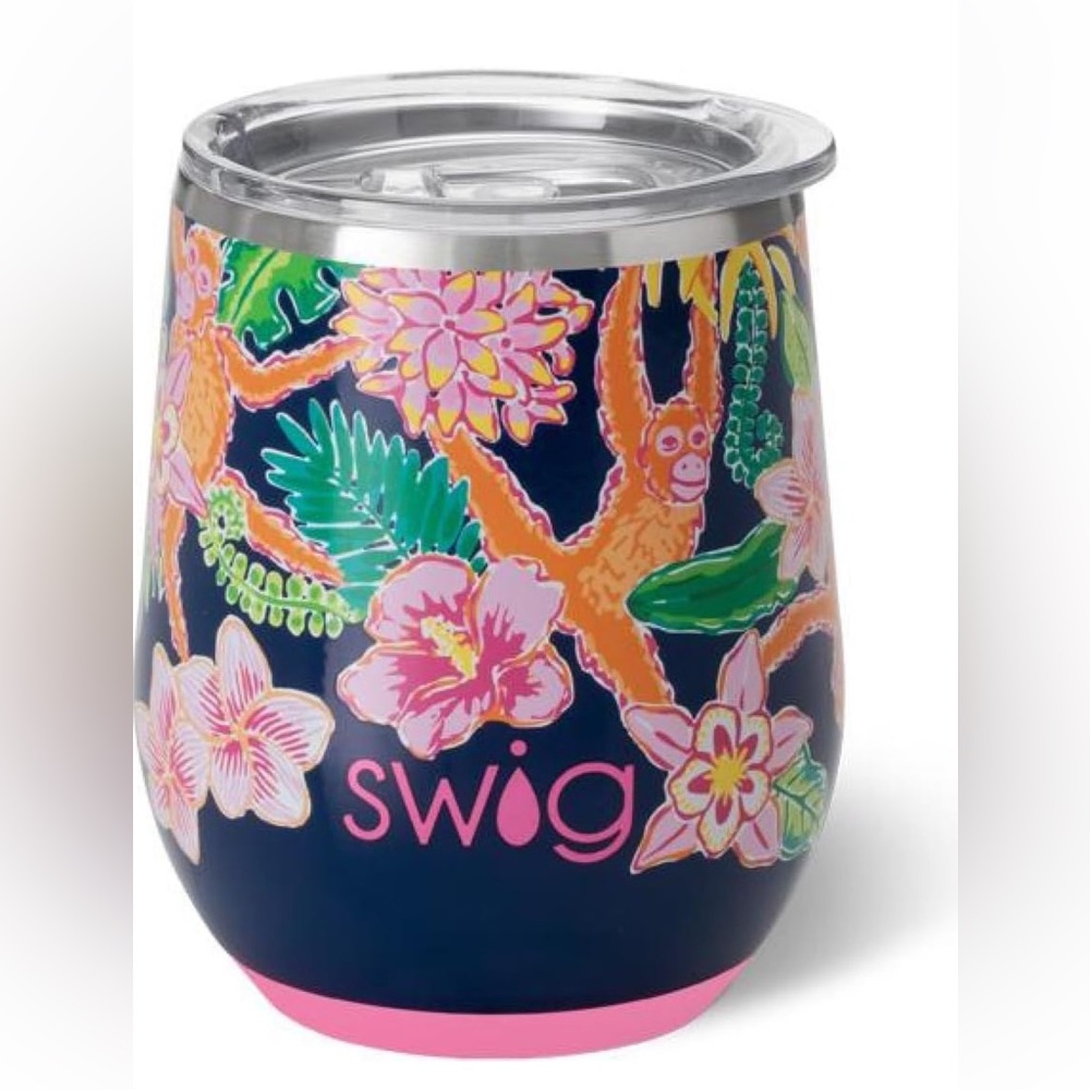 SWIG Life 12oz Wine Tumbler W/ Lid Stainless Steel Insulated in Print Jungle Gym